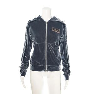 D&G Women's Dark Gray Velour Hoodie